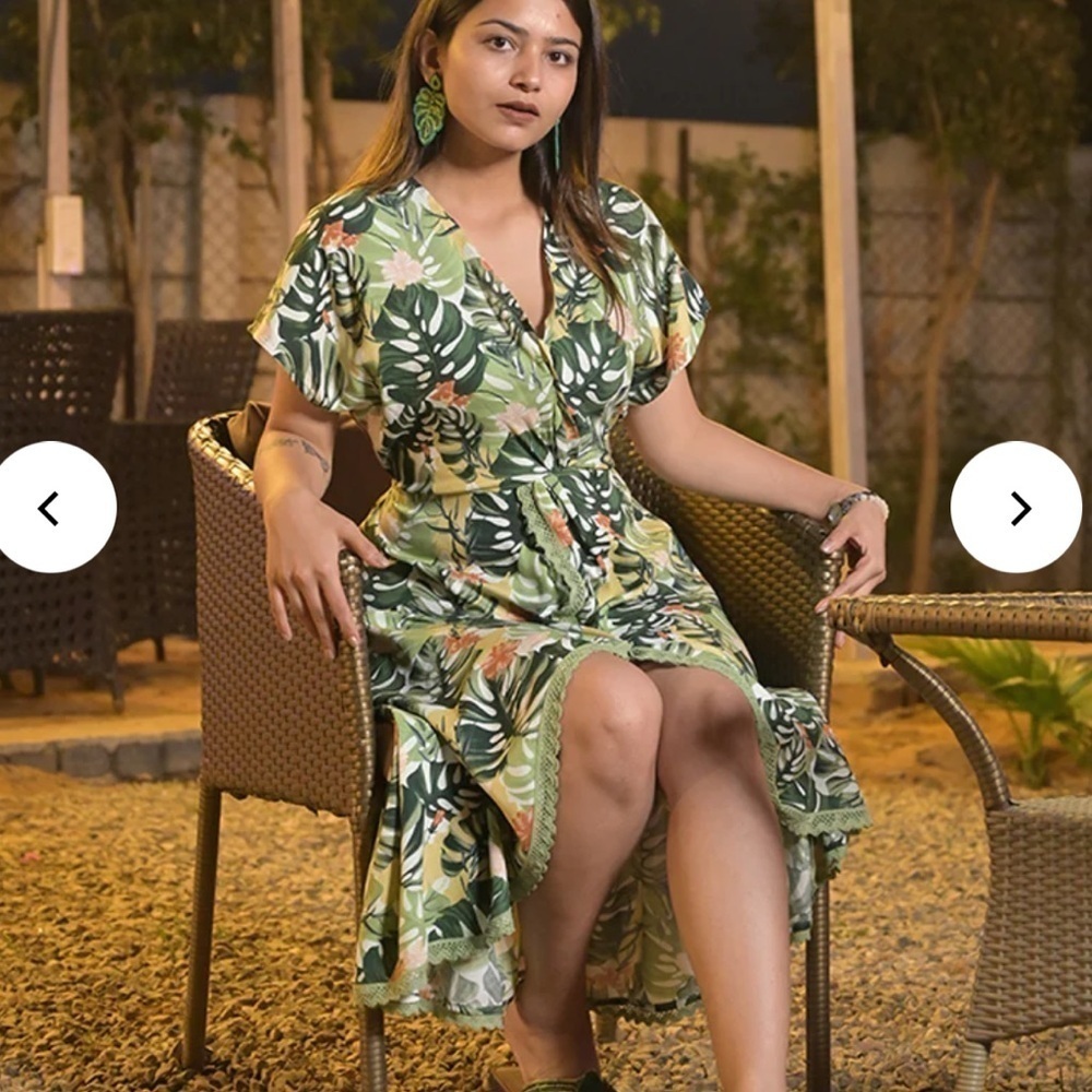 America & Beyond Tropical Maxi Wrap dress